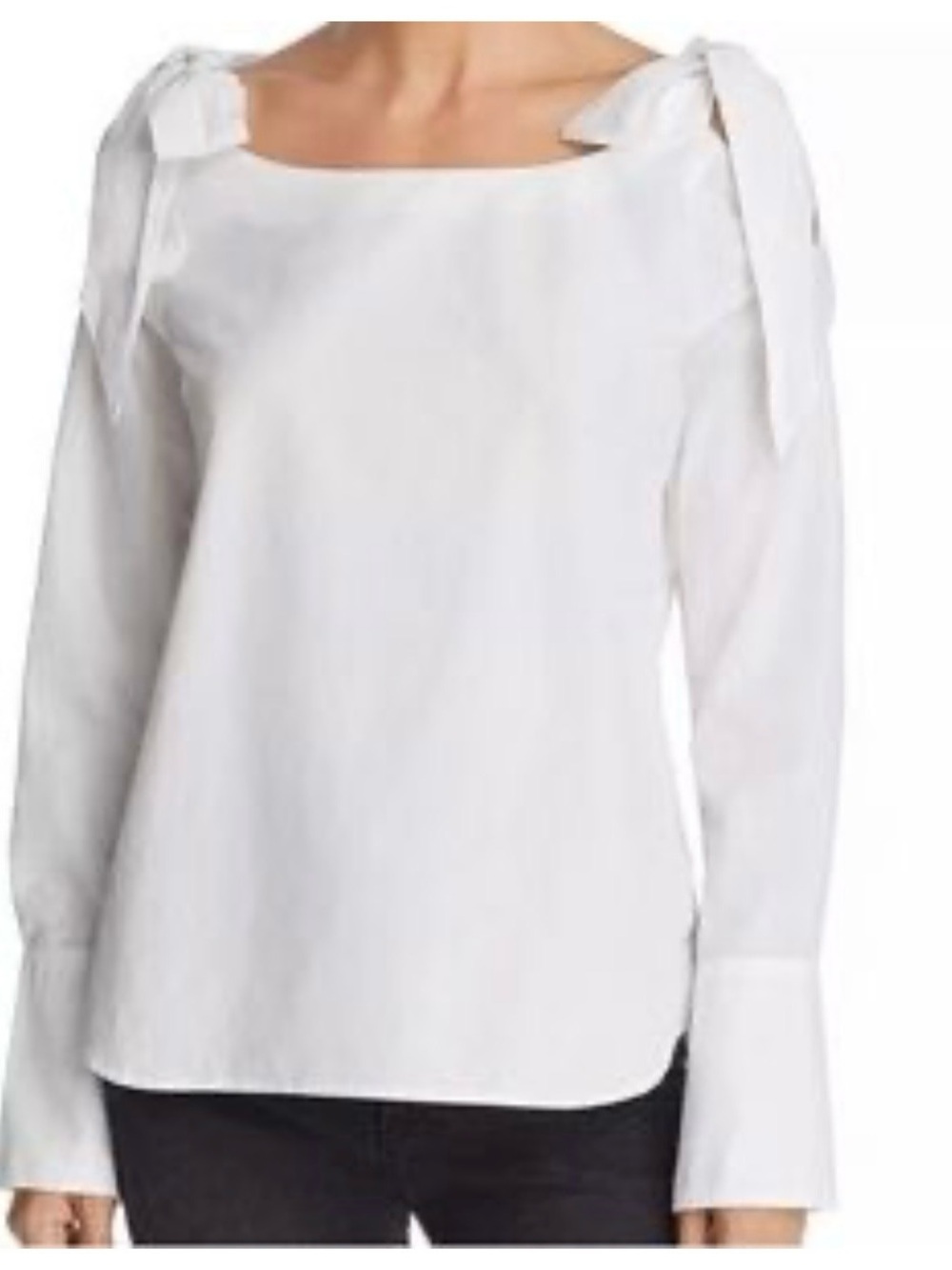 Frame Denim Bow Cold Shoulder White Cotton Blouse‎ Size Small